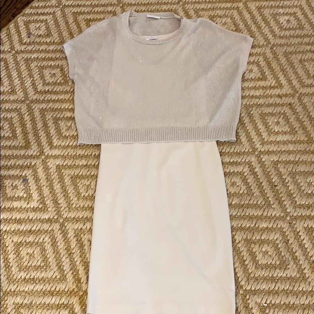 Brunello Cucinelli two piece cream dress “8”